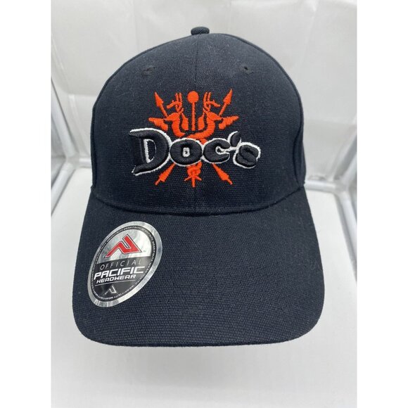 Doc's Black Baseball Cap Hat Hook Loop Adjustable Pacific Headwear New 191C - Picture 1 of 9